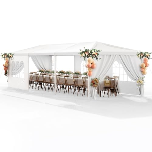 White 10x30 Heavy Duty Party Tent with 7 Removable Sidewalls W33744