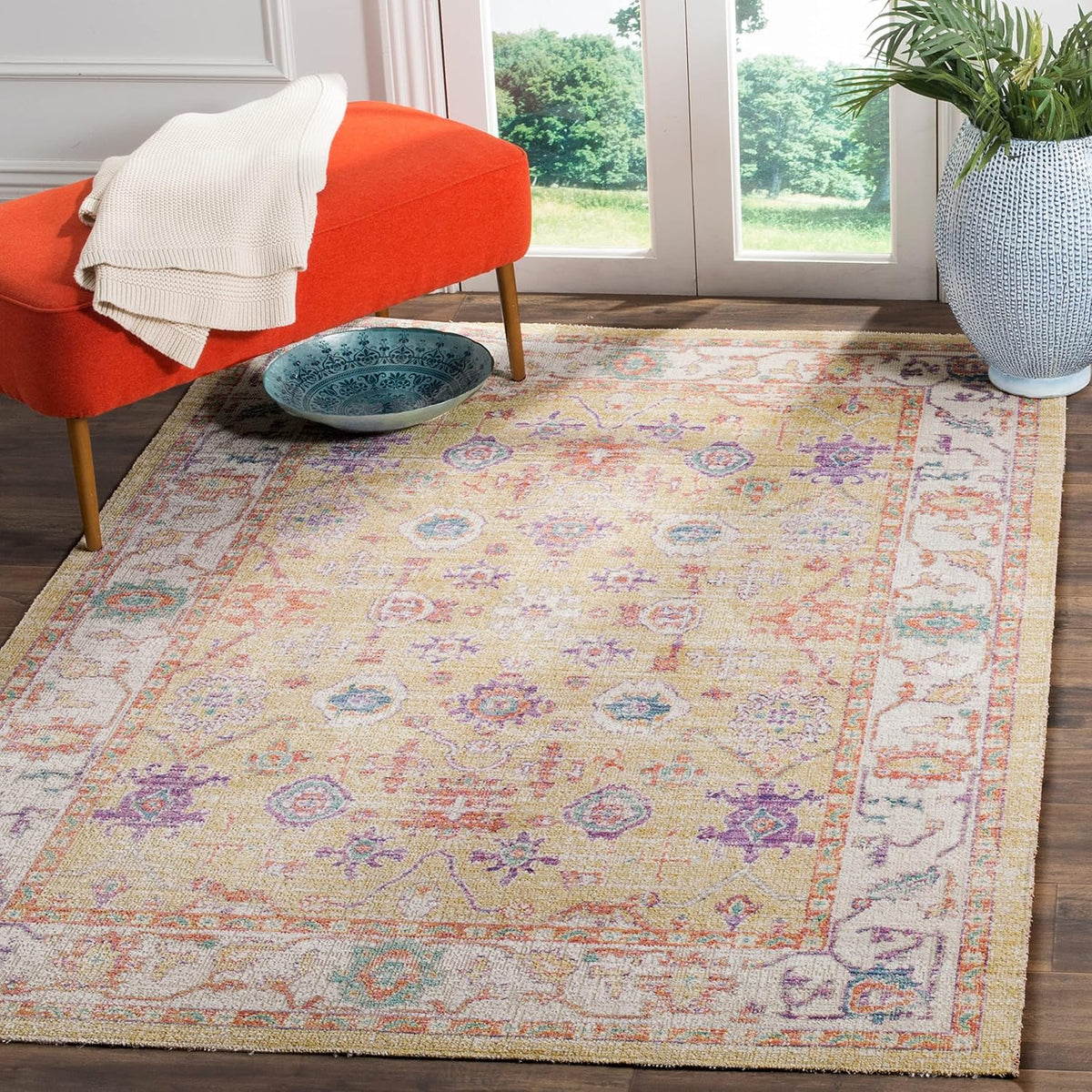 Runner Rug - 3' x 8', Grey & Cream, Distressed Design O554728