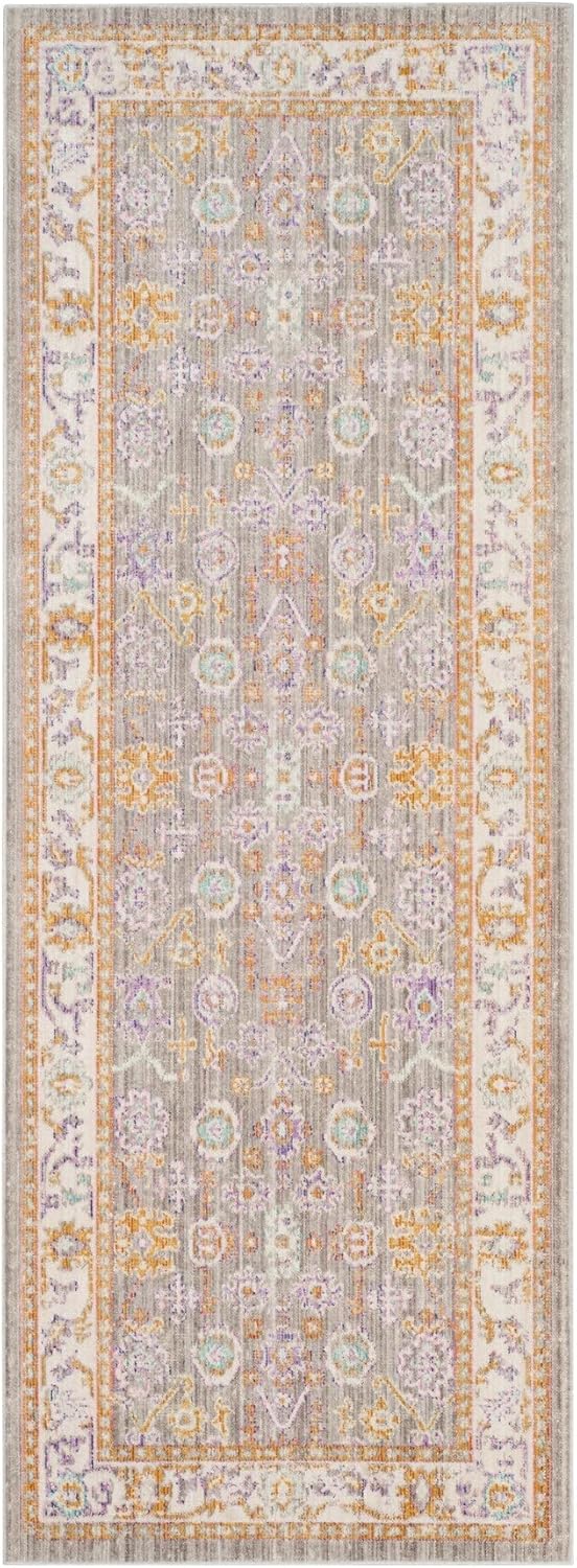 Runner Rug - 3' x 8', Grey & Cream, Distressed Design O554728