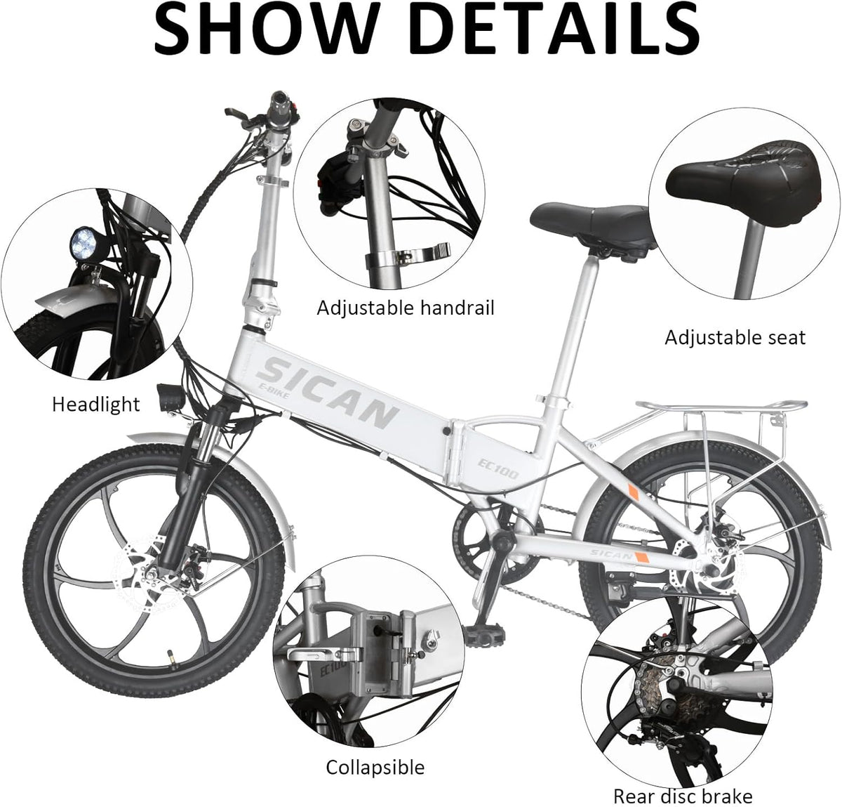 20" Tire 850W Electric Folding Bike with 48V 12Ah Battery Z1815