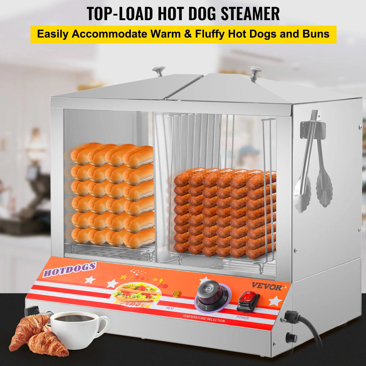 Stainless Steel Electric Hot Dog Warmer with Bun Warmer Q849