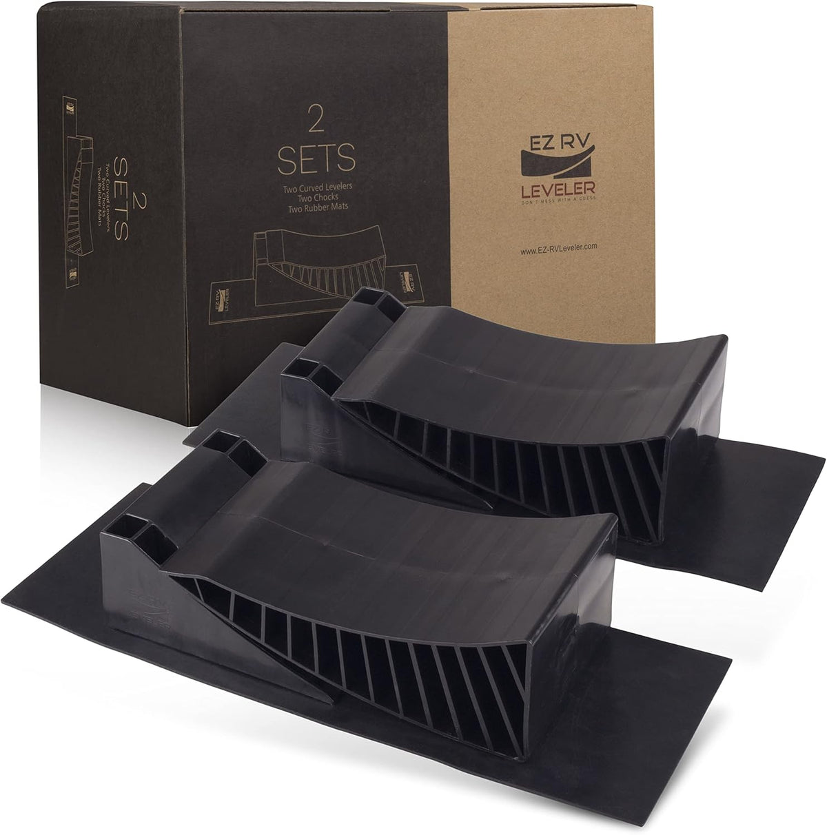 Curved RV Leveling Ramp with Chocks and Rubber Mat, 2 Pack R665829