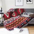 Cotton Linen Jacquard Reversible Woven Throw Blanket with Tassel 70x90 Inch E14256