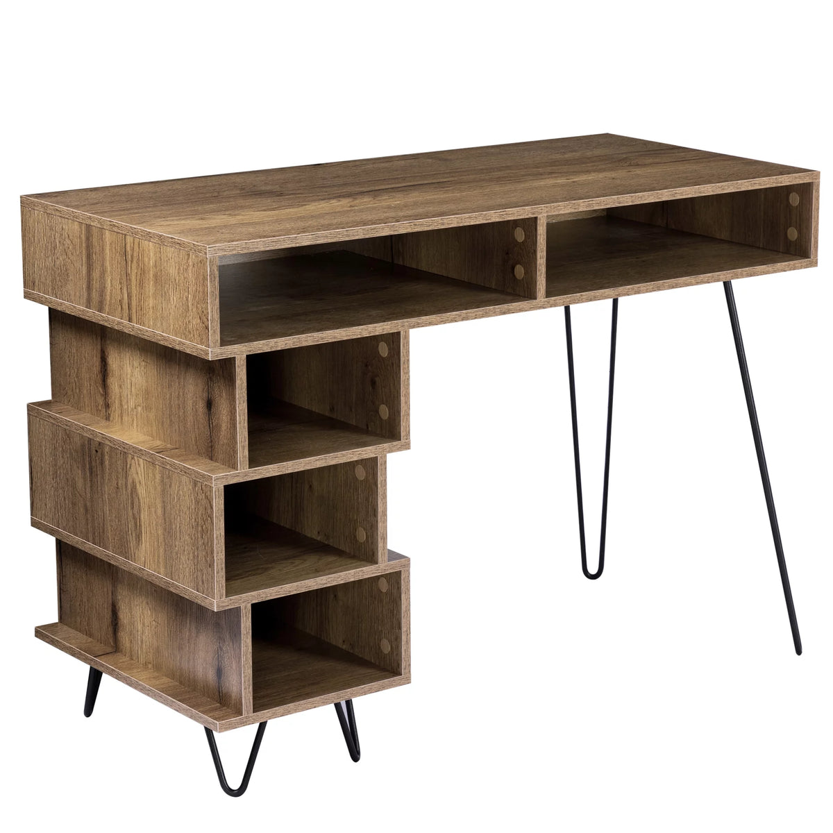 Brown Computer Desk with V-Shaped Iron Leg D26833