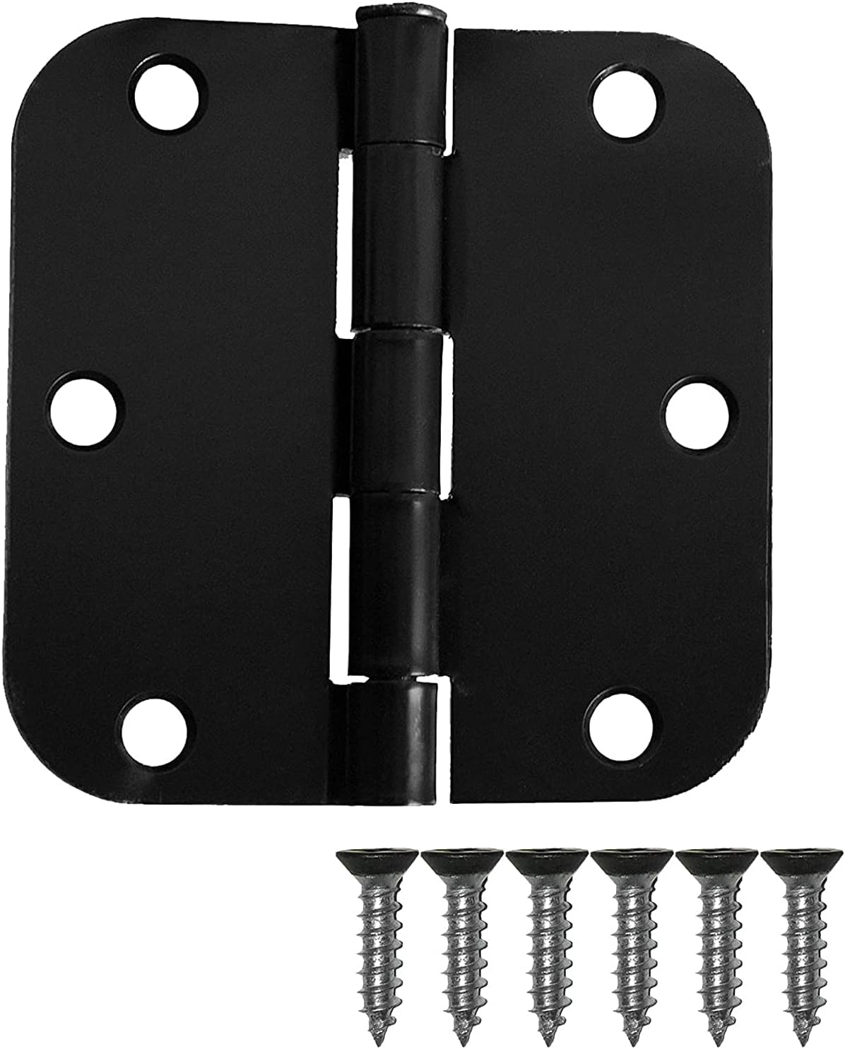 48 Pack Black Flat Interior Door Hinges 3.5 x 3.5 Inch 5/8 Radius Corners R723