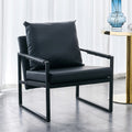 Black PU Leather Accent Armchair with Metal Frame H61438