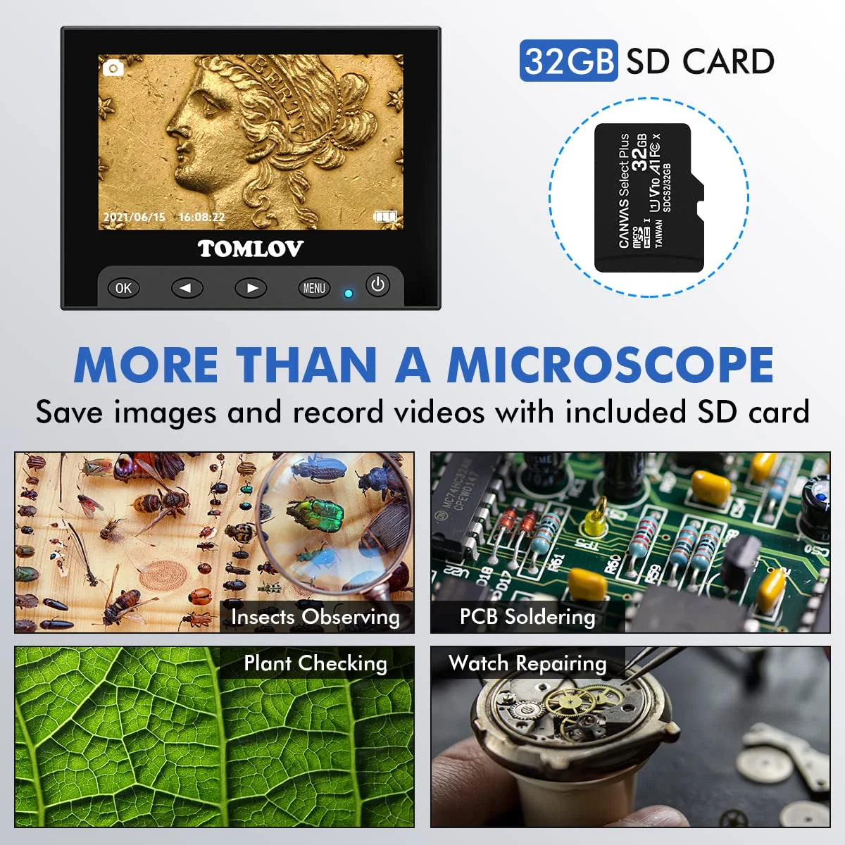4.3" USB Digital Microscope with 10 LED Lights Q119