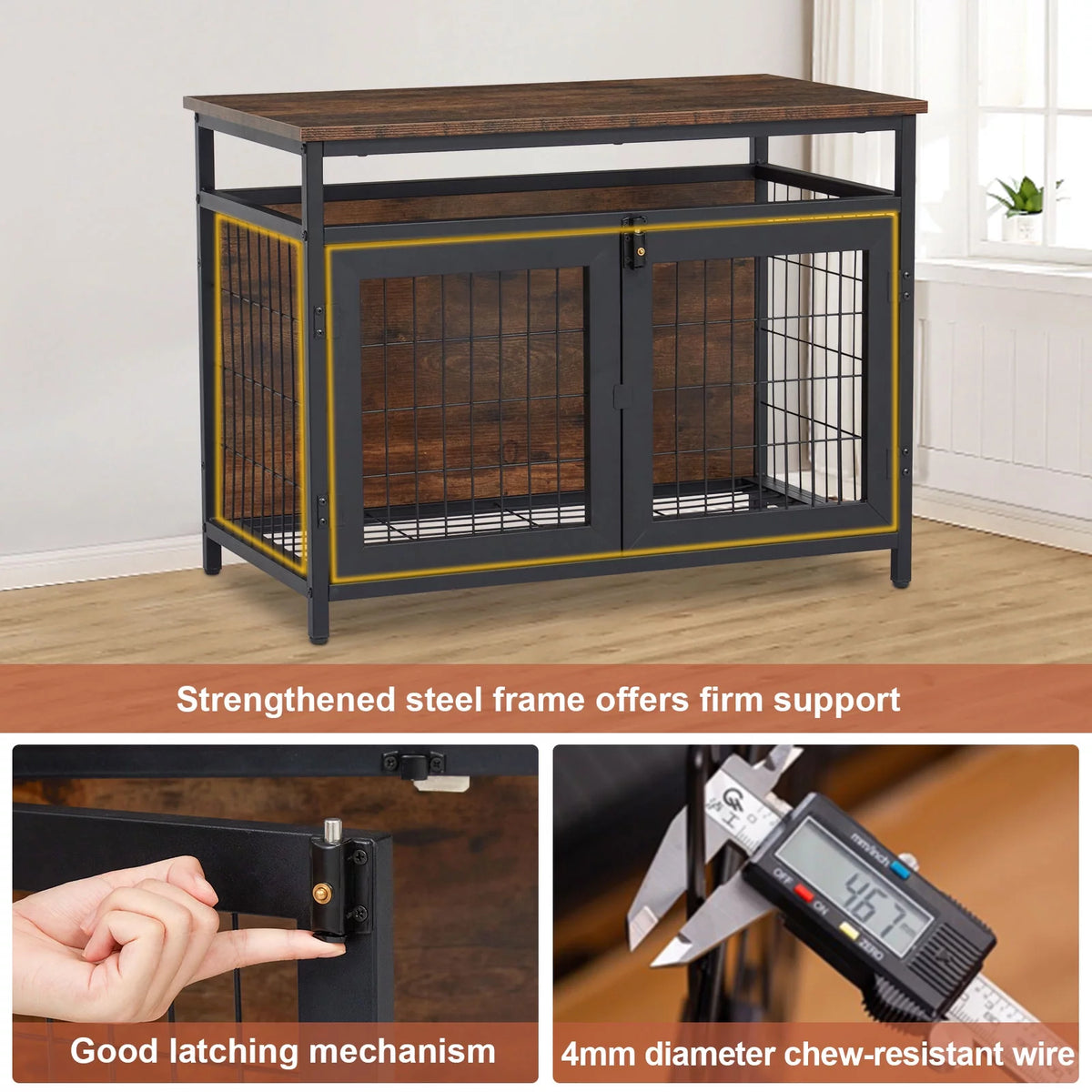 Dog Crate Furniture with Double Doors Y742576