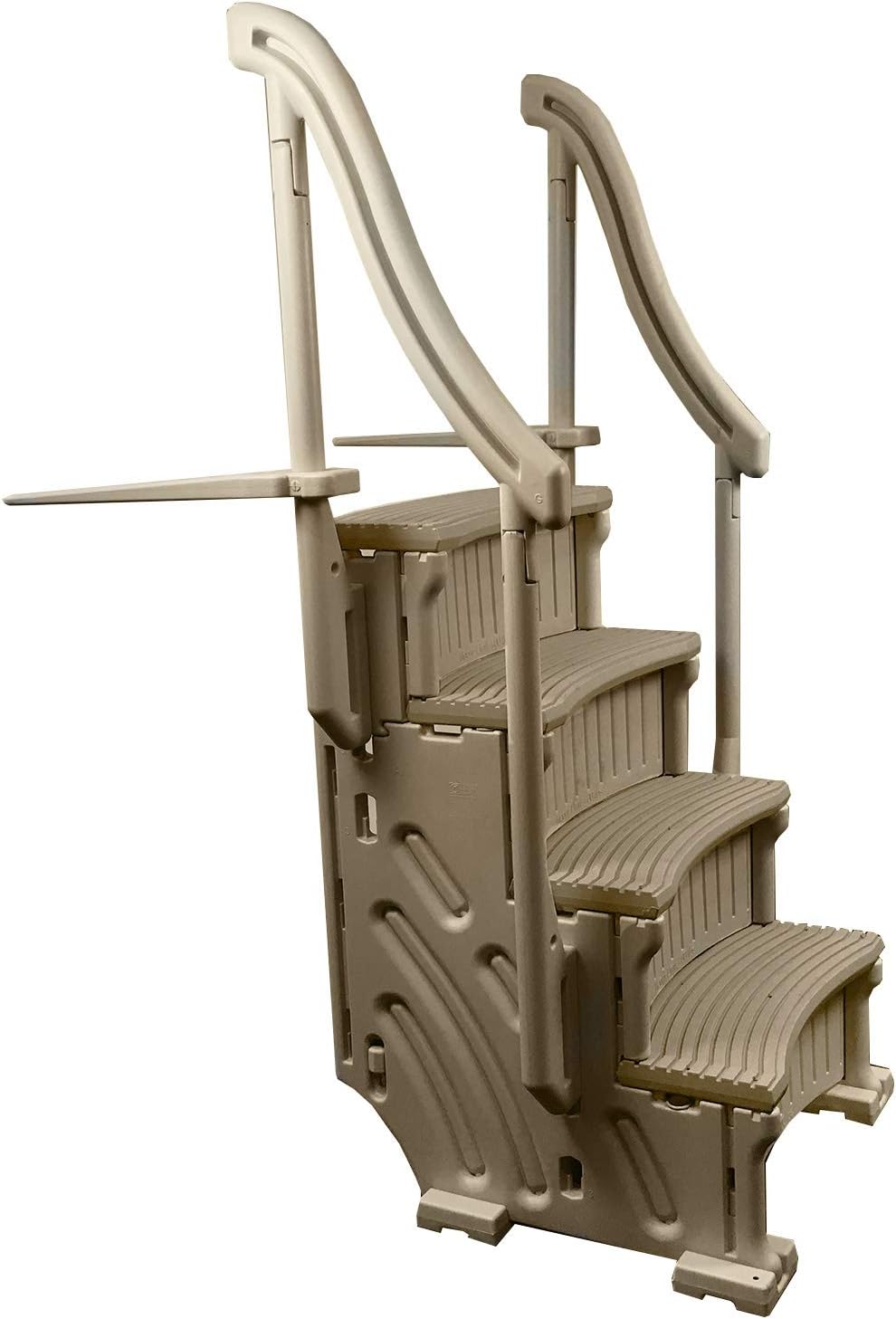 Beige 4 Step Above Ground Swimming Pool Ladder with Handrails U717395