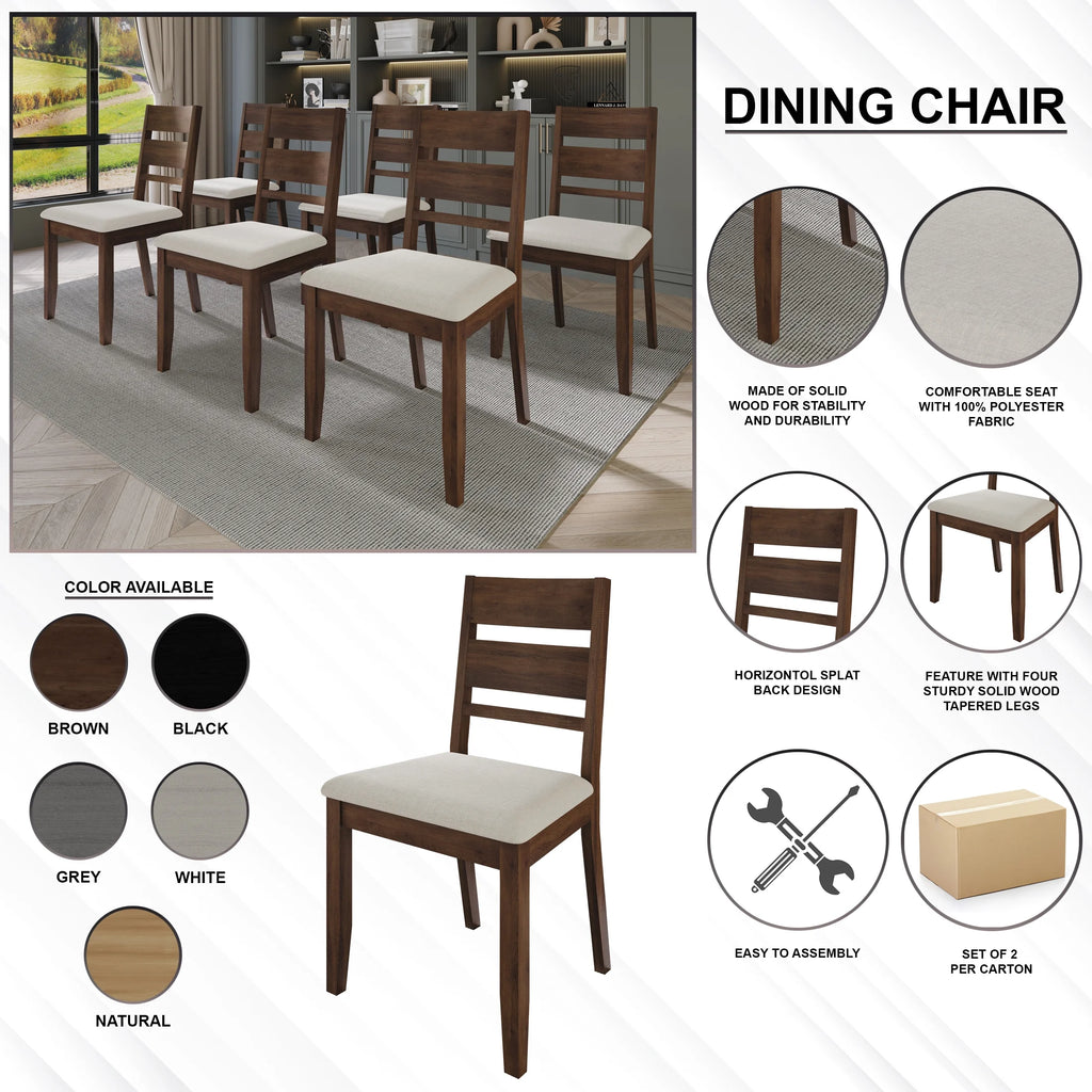 Vintage Style Wooden Dining Chair Set of 2 Brown F455