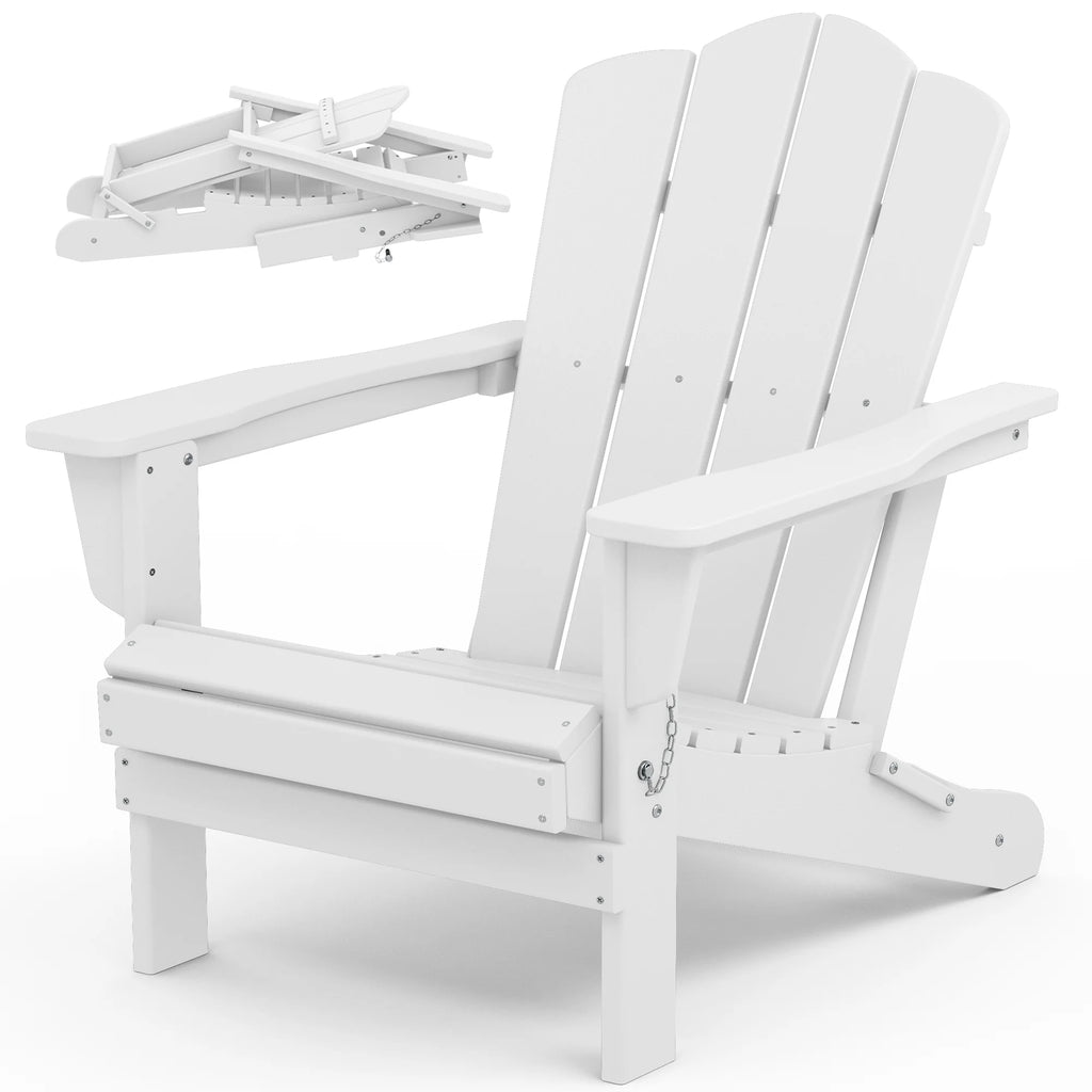 White HDPE Folding Adirondack Chair M720