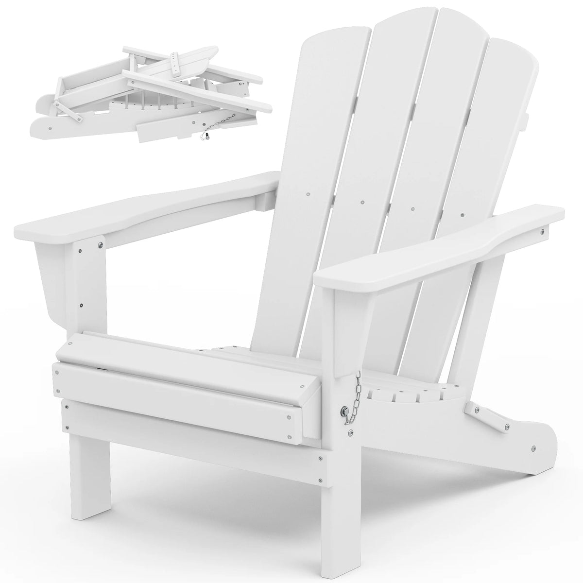 White HDPE Folding Adirondack Chair M720
