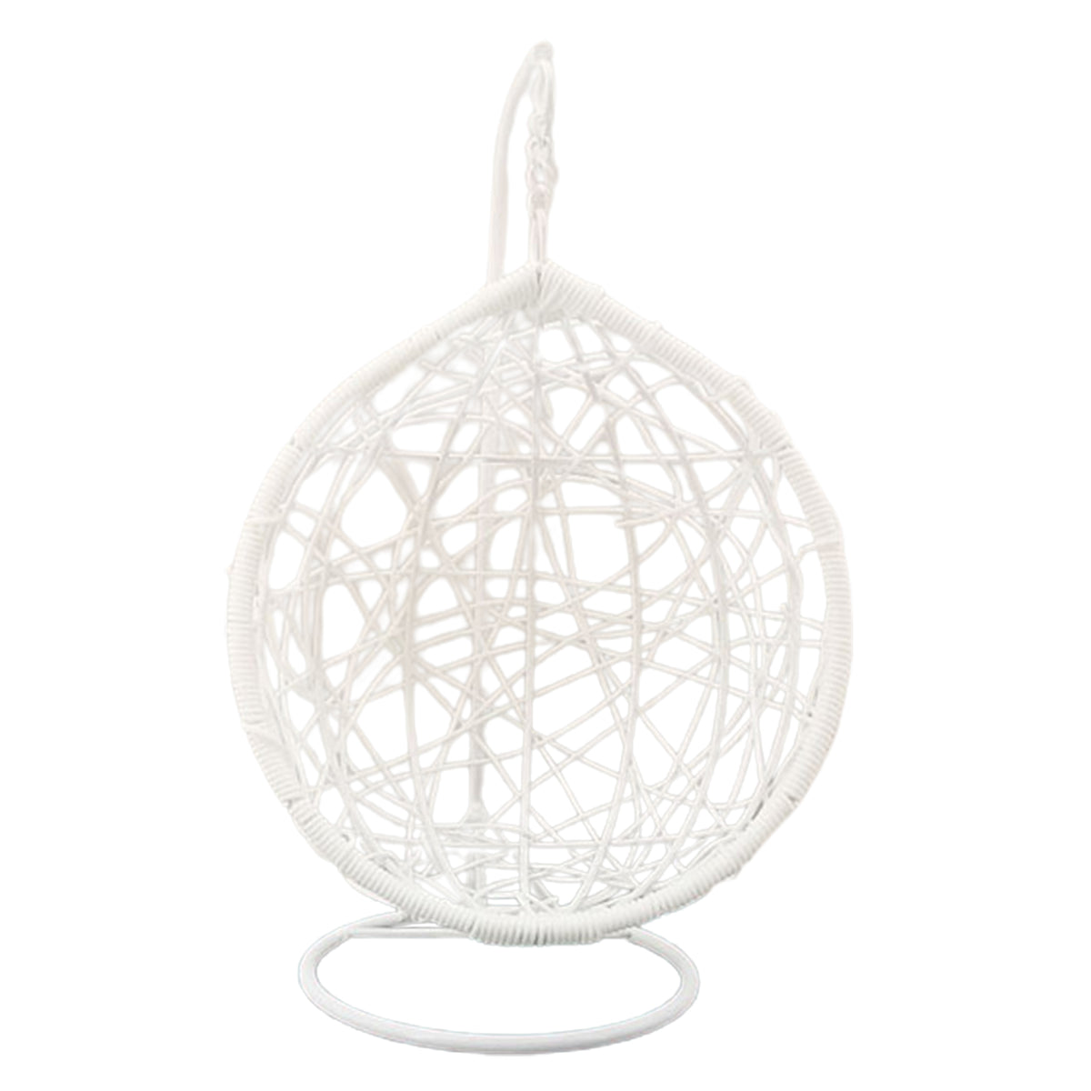 White Knitted Metal Miniature Dollhouse Swing Chair L586551