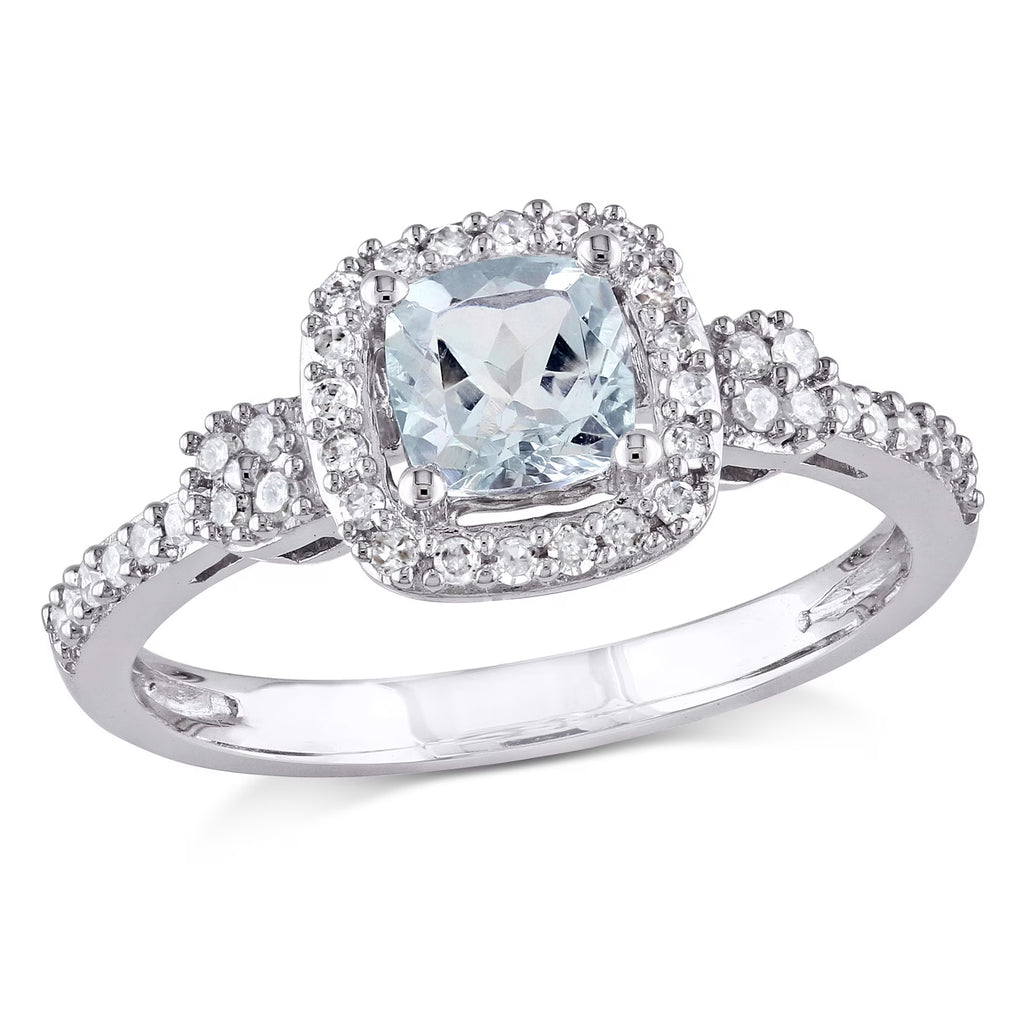 10kt White Gold Square Halo Ring R757