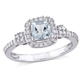 10kt White Gold Square Halo Ring R757