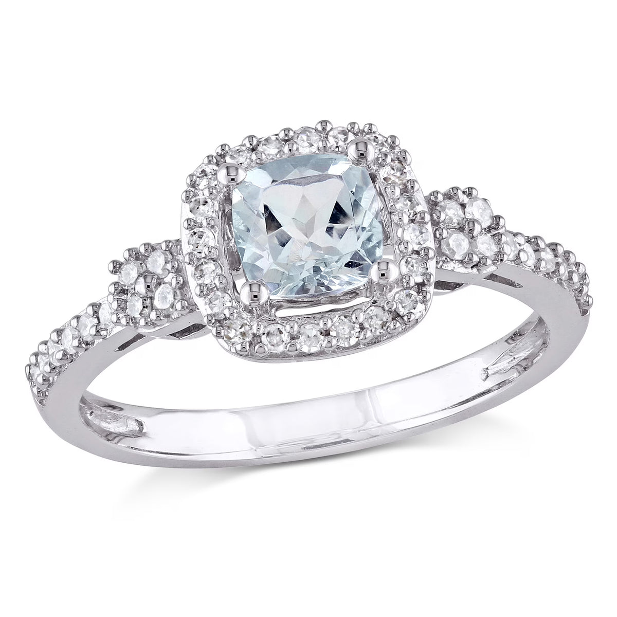 10kt White Gold Square Halo Ring R757