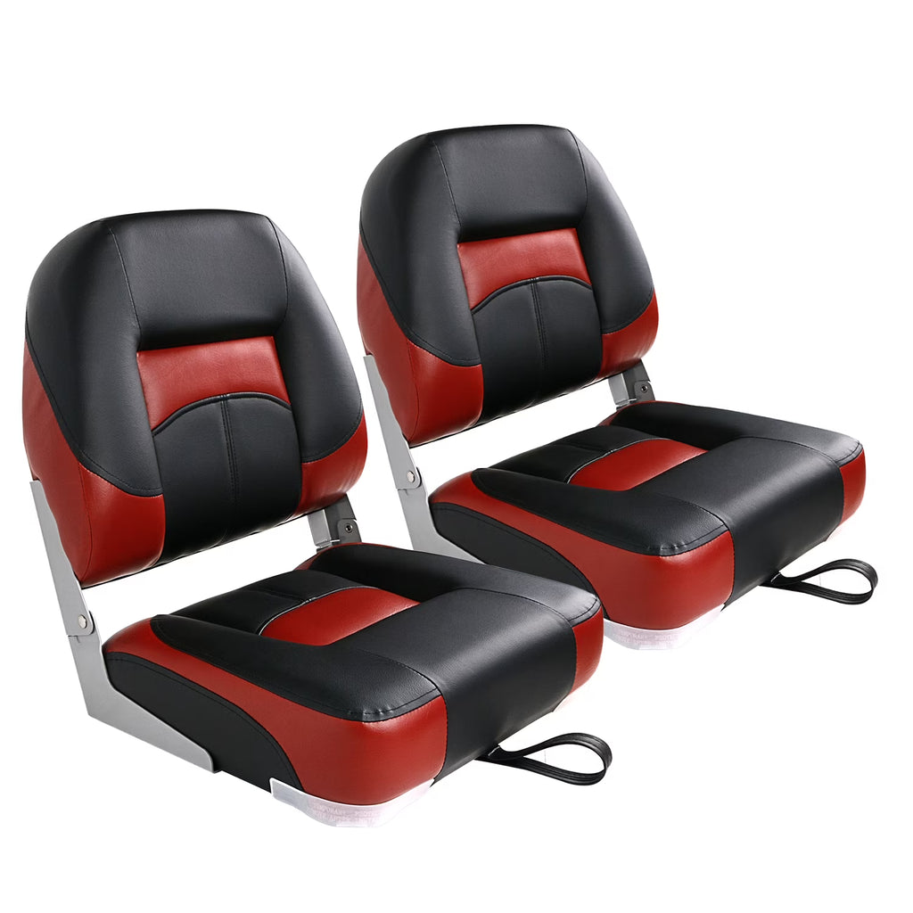 Black/Red Folding Fishing Boat Seat, Set of 2 T582