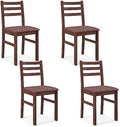 Walnut Set of 4 Wooden Dining Chairs with Padded Seat D342055