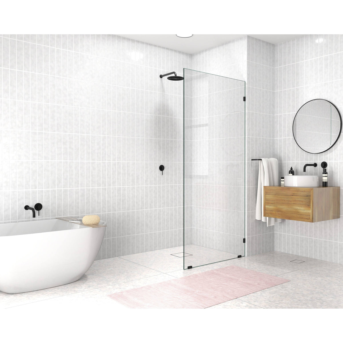 Frameless Shower Door, Brushed Nickel W571