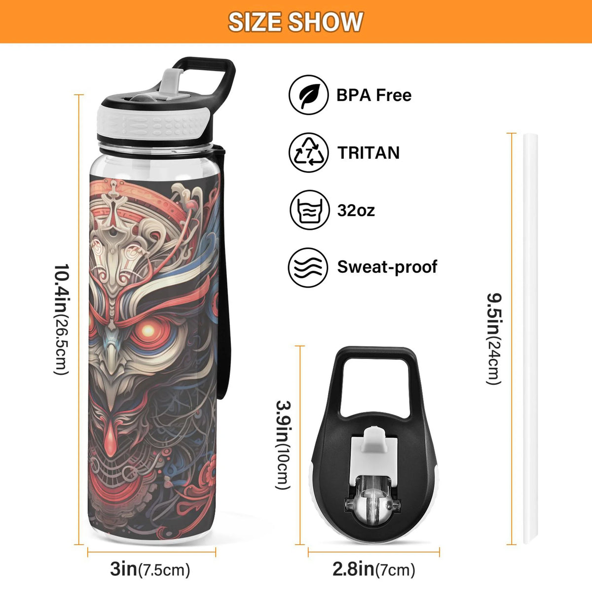 32oz Tritan Leakproof Water Bottle with Straw L9051