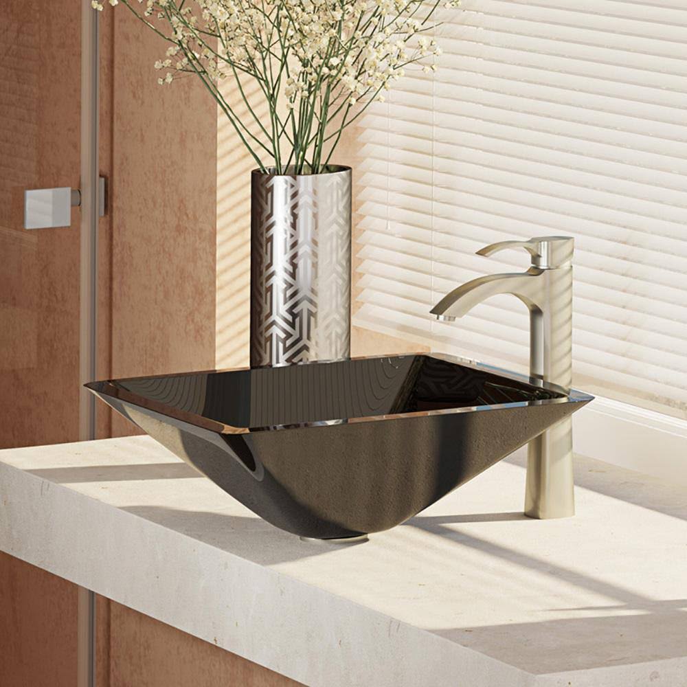 16-1/2x22 Glass Vessel Bathroom Sink with Vessel Faucet L6395