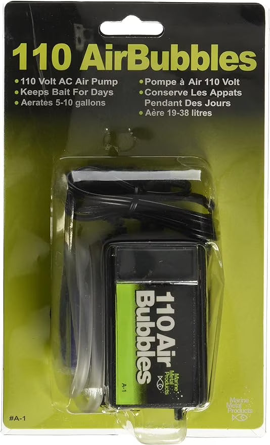 Air Bubbles Pump with Tubing & Air Stone for Live Bait, 110 Volts, 5-10 Gallon G54564