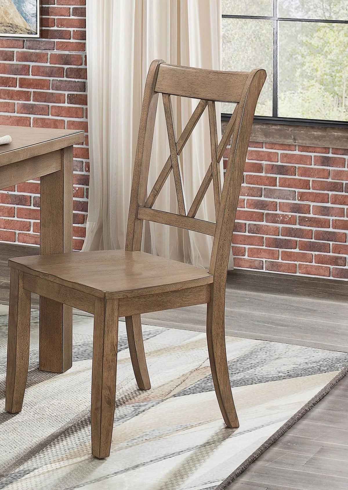Brown Pine Veneer Dining Chairs Set of 2 L6797