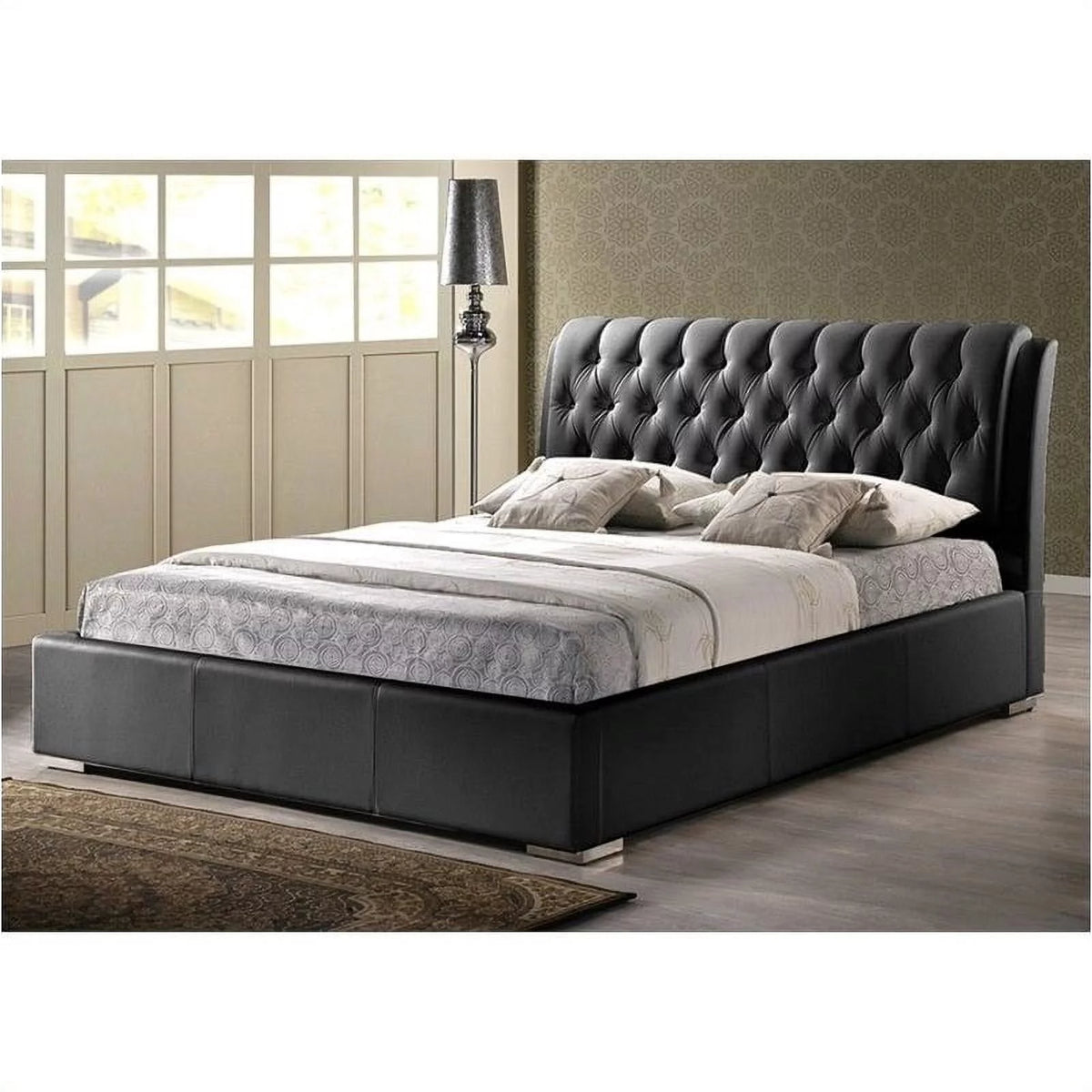 Black Faux Leather Tufted Queen Platform Bed N780073