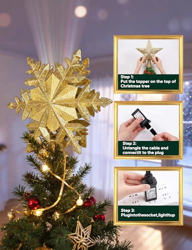 Christmas Tree Topper Lighted Silver Snowflake G28786