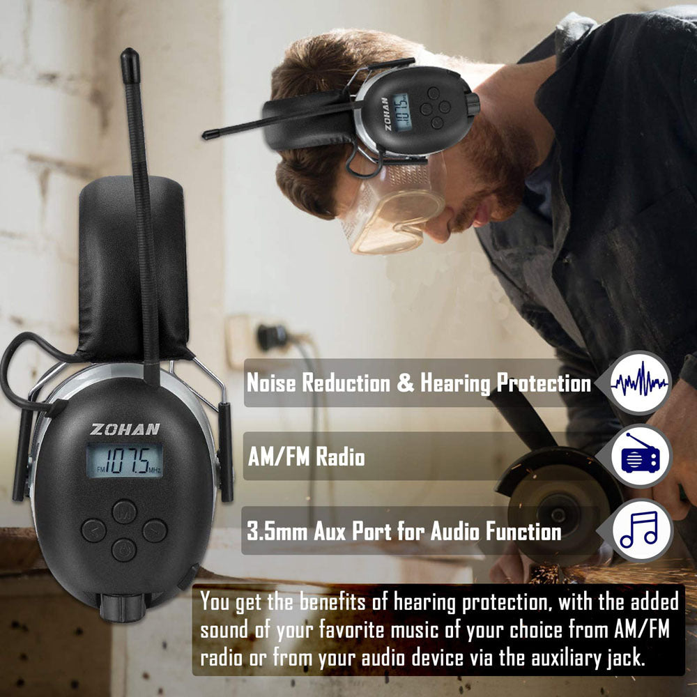 AM/FM Radio Headphone with Digital Display, Noise Reduction Earmuffs K831471