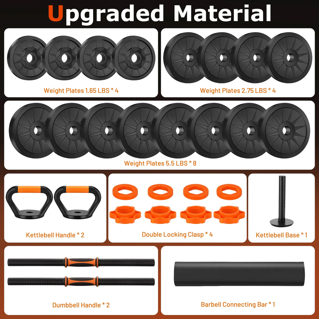 66 Lbs Adjustable Dumbbell Set 4 in 1 Weight Set K369154