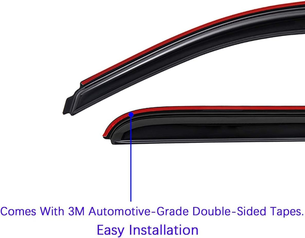 4 PCS Dark Smoke In-Channel Side Window Deflector Rain Guard Z305