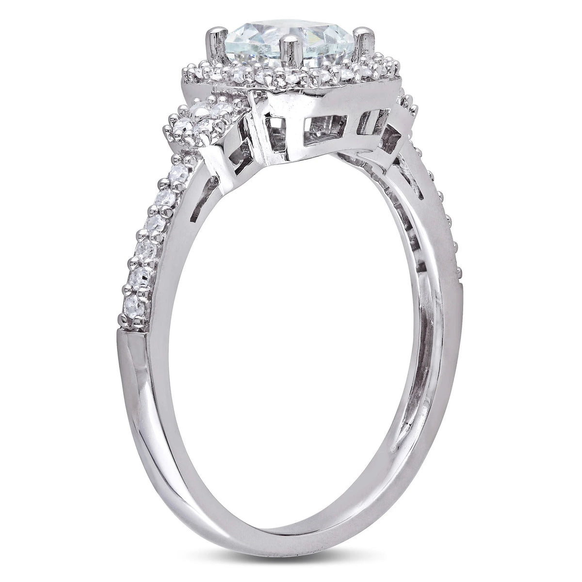 10kt White Gold Square Halo Ring R757