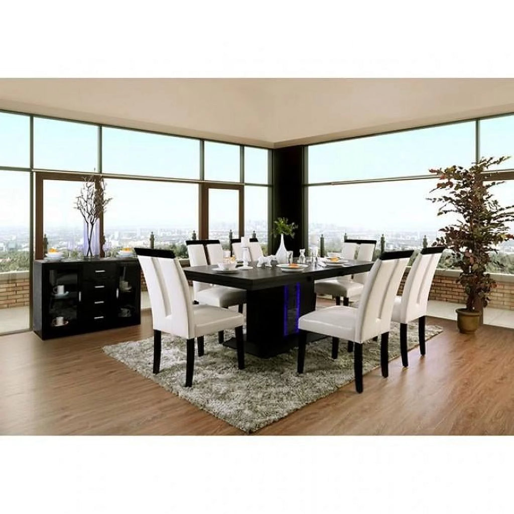 Black & White Solid Wood Dining Room Set 8pcs L911