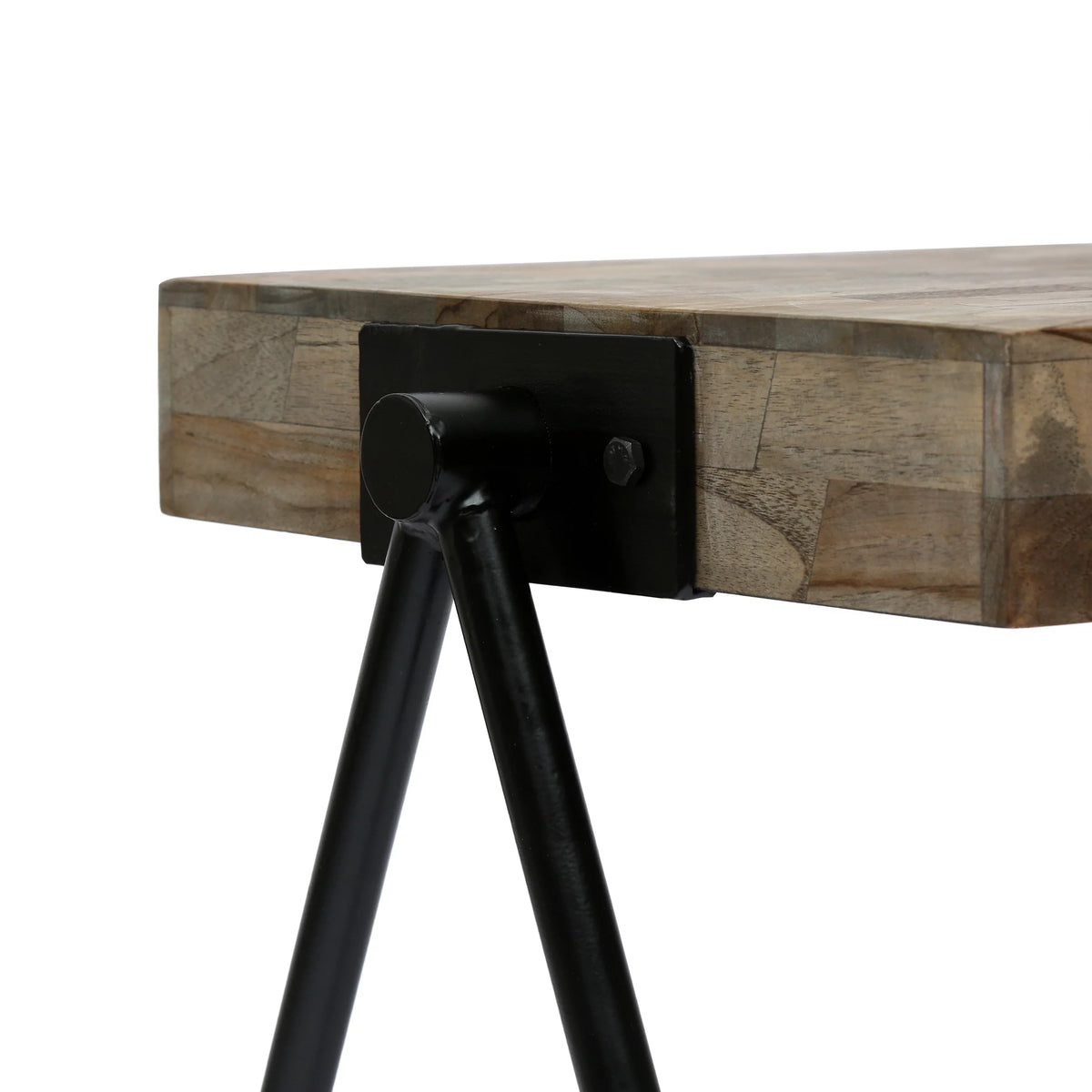 Gray and Black Mango Wood and Iron Side Table L708580
