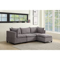 Light Gray Fabric Reversible Sectional Sofa Ottoman X731