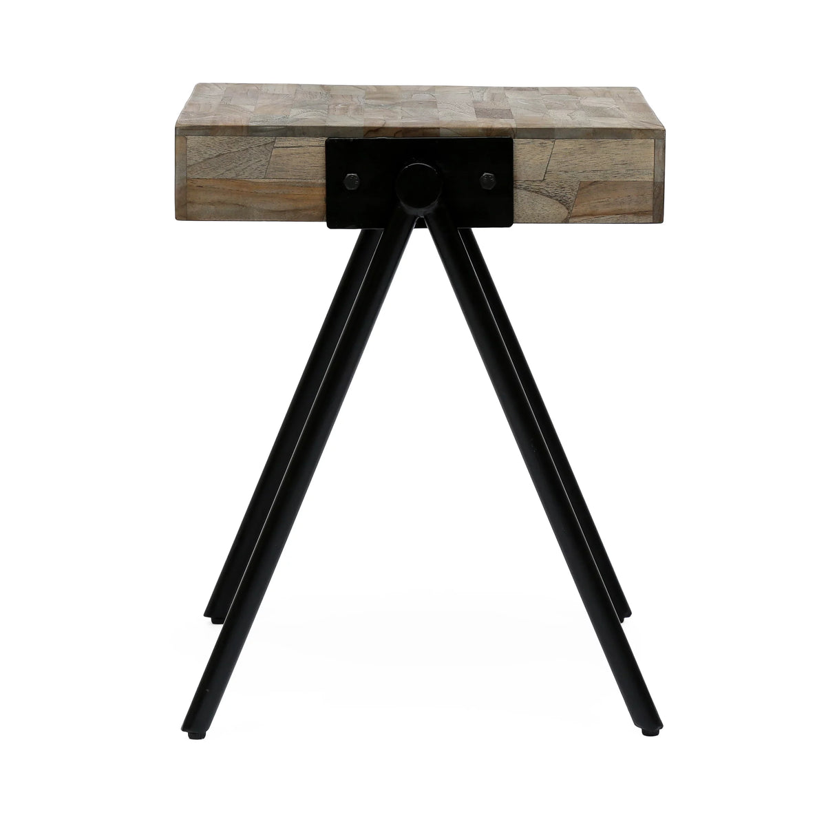 Gray and Black Mango Wood and Iron Side Table L708580