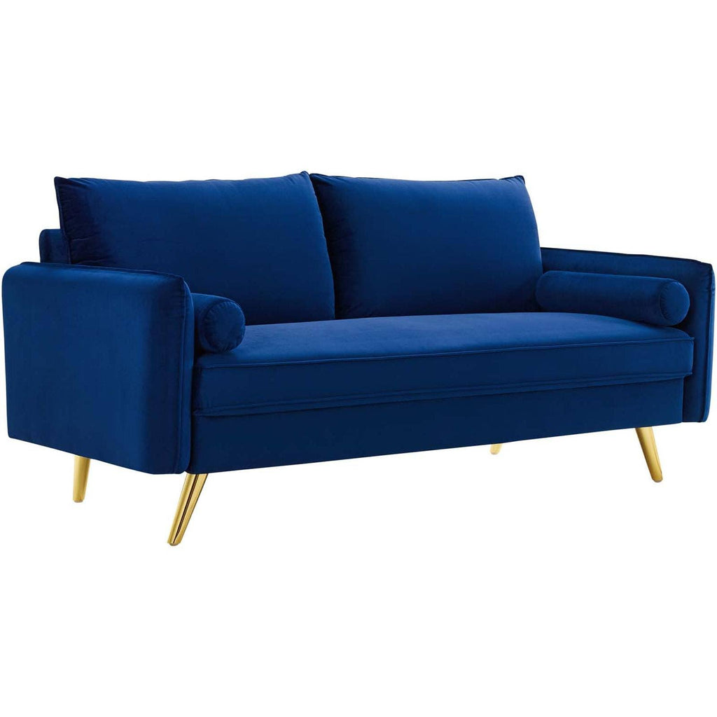 Navy Performance Velvet Sofa X934