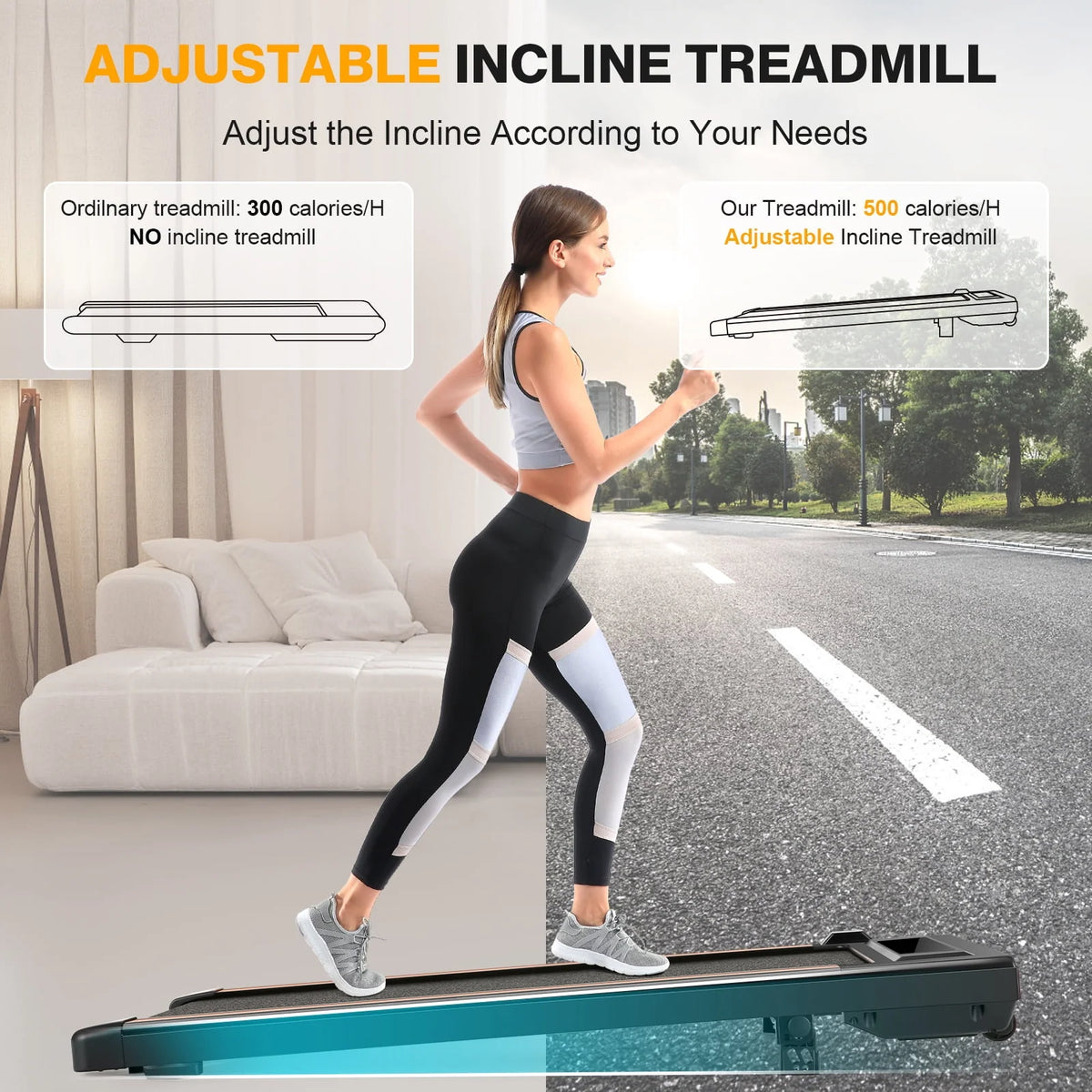 2.5HP Walking Pad Under Desk Treadmill with Remote Control B726