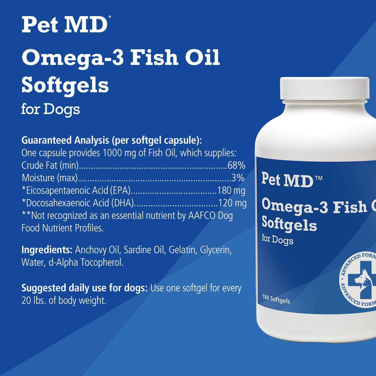 Omega-3 Fish Oil Softgels for Dogs 180 Count V36476