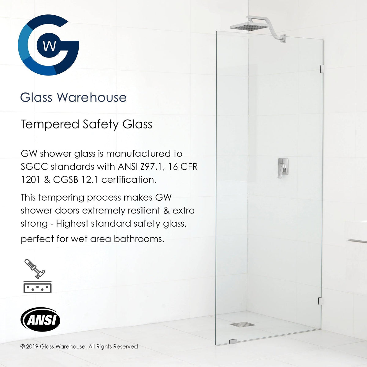 Frameless Shower Door, Brushed Nickel W571