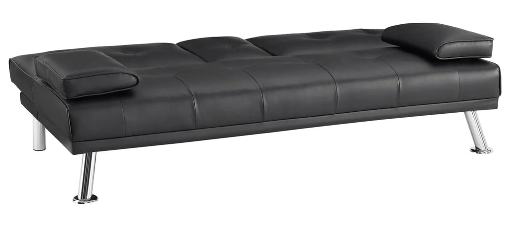 Black Faux Leather Futon Sofa Bed Z84763