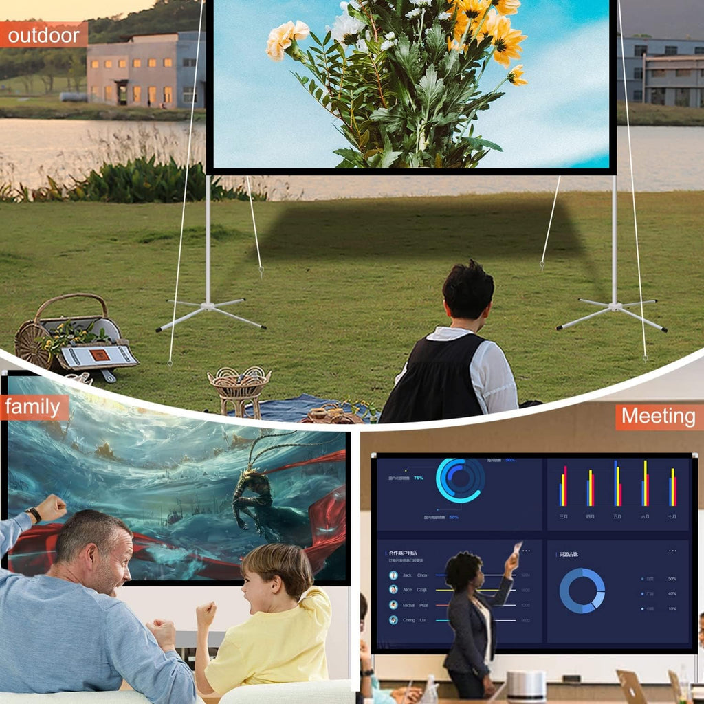 100 Inch Foldable Projector Screen with Stand and Carry Bag A81366