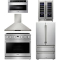 36 Gas Range, Range Hood, Refrigerator, Microwave and Wine Cooler N87343