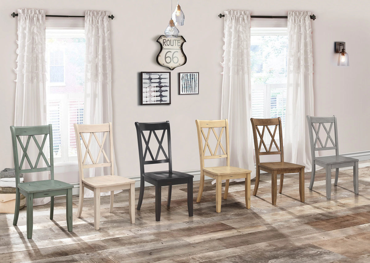 Brown Pine Veneer Dining Chairs Set of 2 L6797