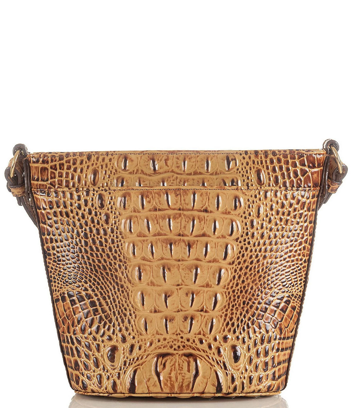 Pecan/Gold Embossed Leather Mini Crossbody M944
