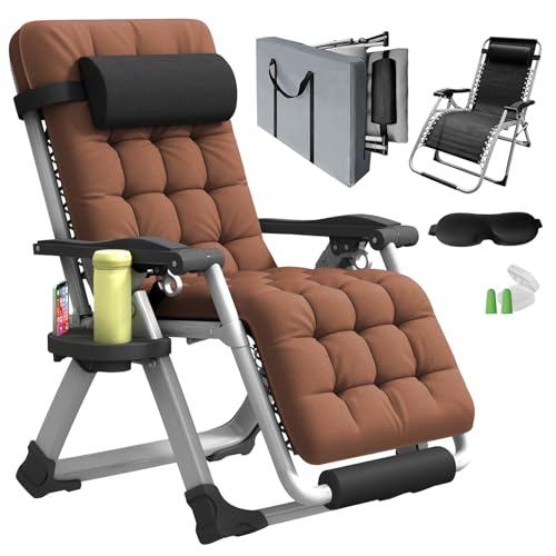 Oversized Padded Reclining Zero Gravity Chair with Cup Holder M80585