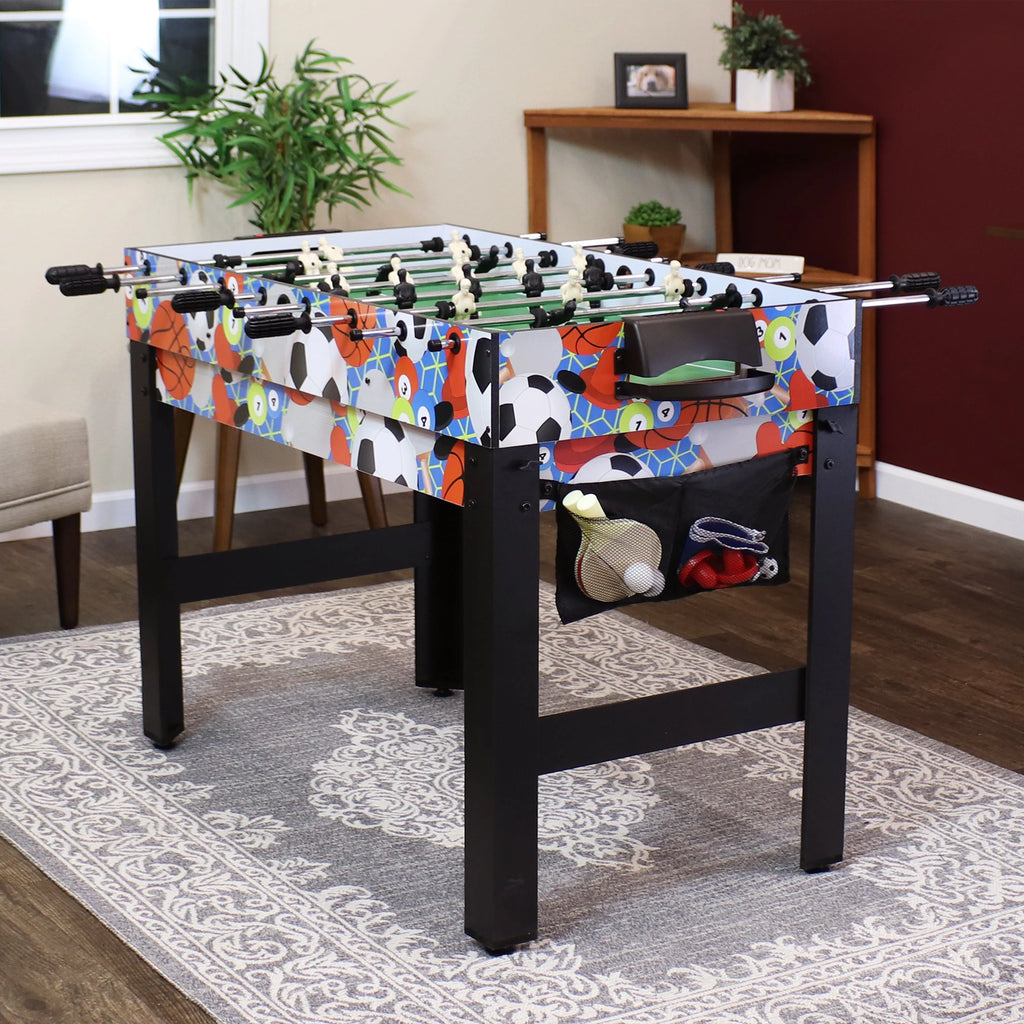 5-in-1 Multi-Game Table with Billiards, Push Hockey, Foosball, Ping Pong, and Basketball R931761