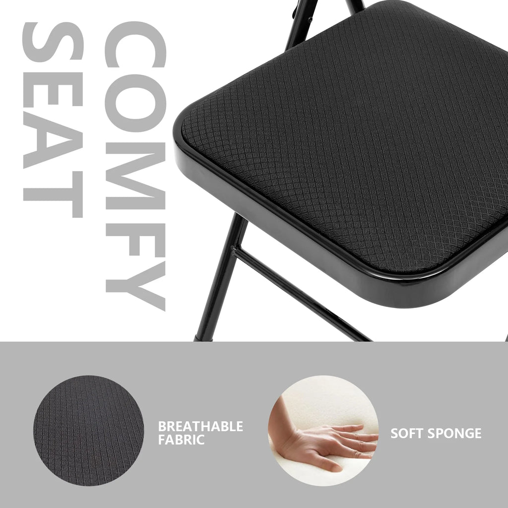 Black Fabric Upholstered Folding Chairs 6 Pack O939
