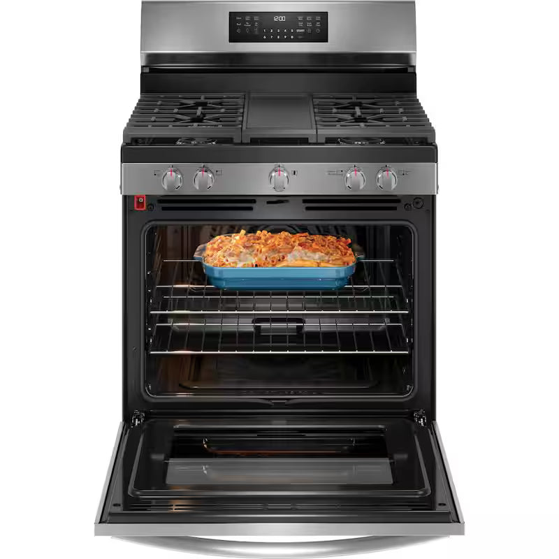 30 in. 5 Burner Freestanding Gas Range in Stainless Steel with True Convection and Air Fry H6275